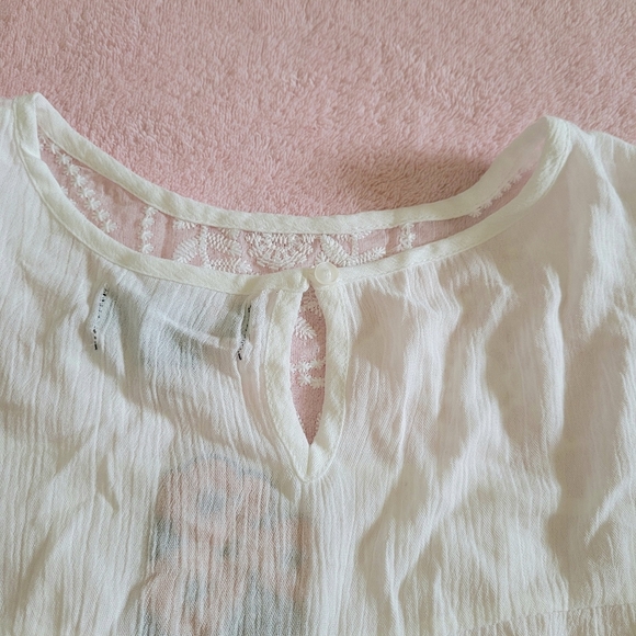 Indigo Poppy Flutter🦋 Sleeve Peasant Blouse - Picture 5 of 14